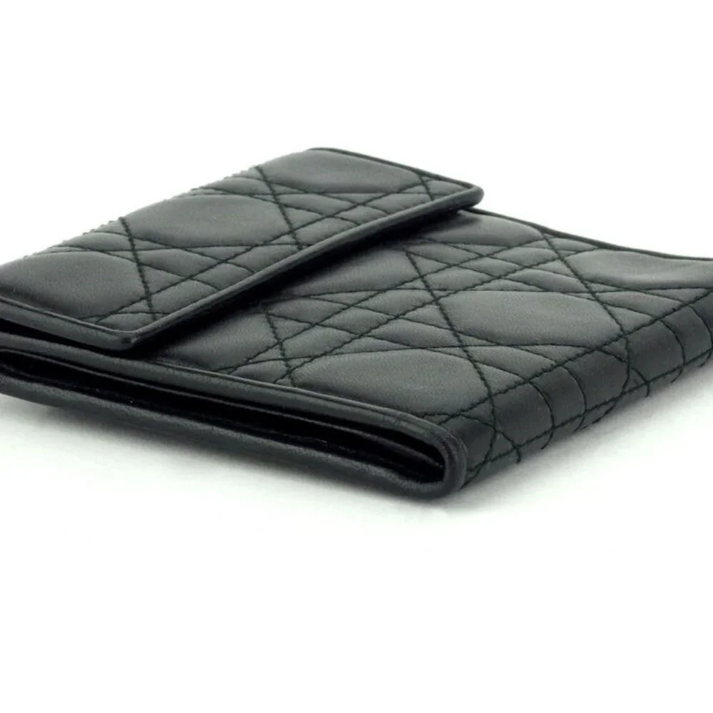 Dior Tri-Fold Wallet Lady Dior Leather Authentic used